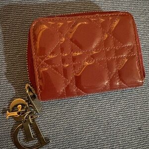 Dior Glossy Red Quilted Card Holder